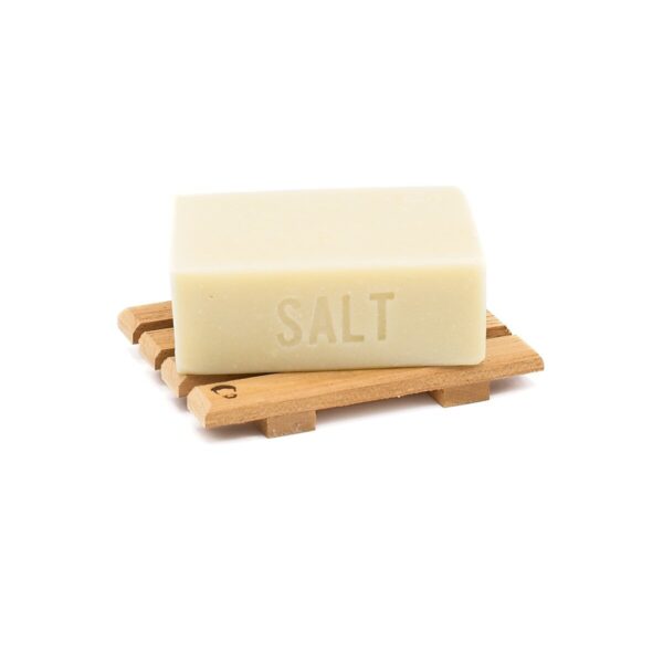 Draining Cedar Soap Dish with Salt Bar Soap| Good Bloke Co.